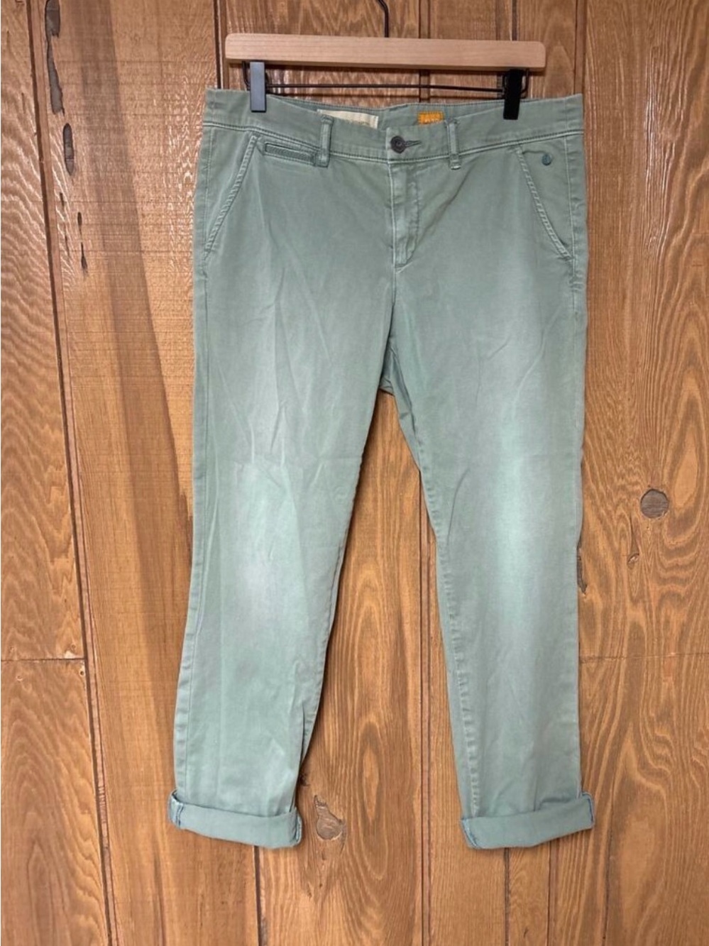 Pilcro & The Letterpress Sage Green Chino Pants Slim Straight Cuffed